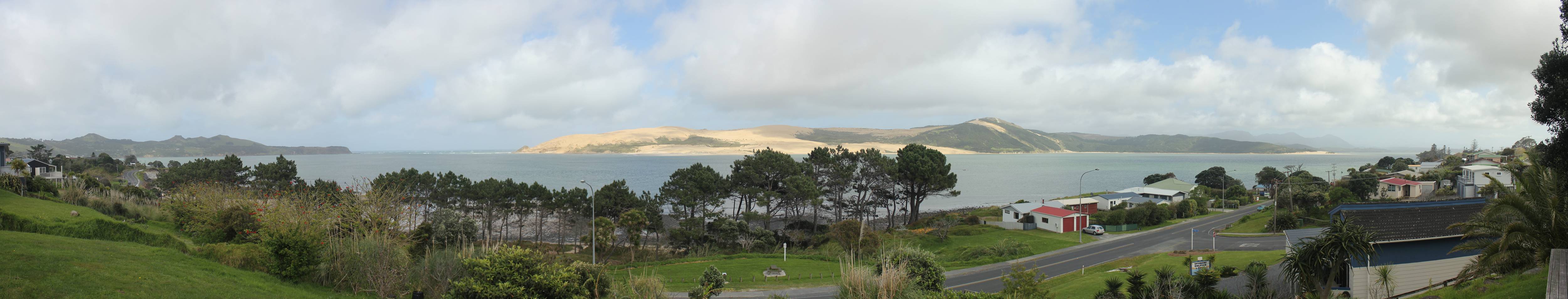 Looking over the Hokianga Horbour towards the giant dunes