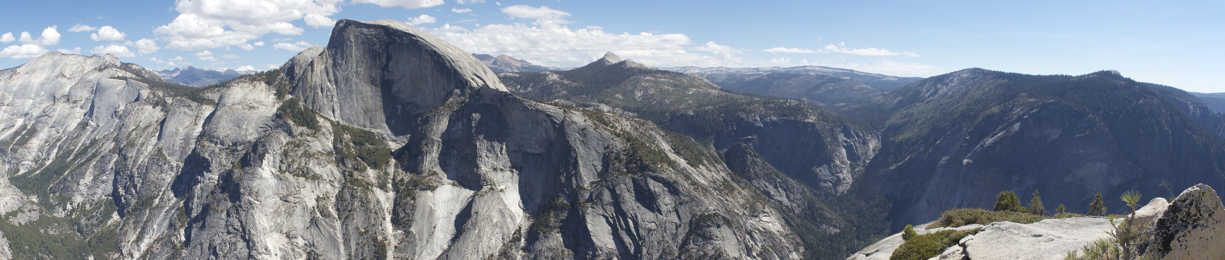 Panorama of Half Dome from on top of North Dome