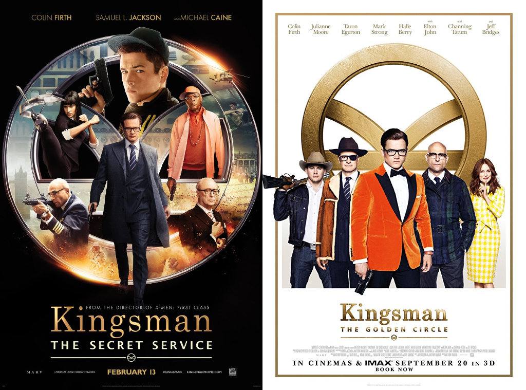 Posters for both Kingsman : The Secret Service and Kingsman : The Golden Circle
