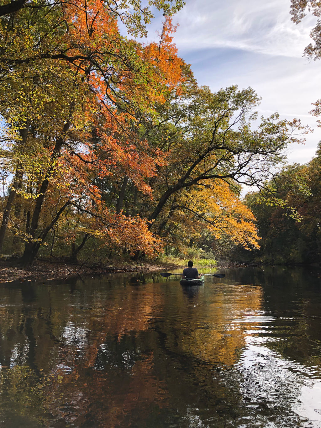 Kayaking On The Assabet River. It's not quite as relaxing as it seems because my inflatable kayak has a slow leak.