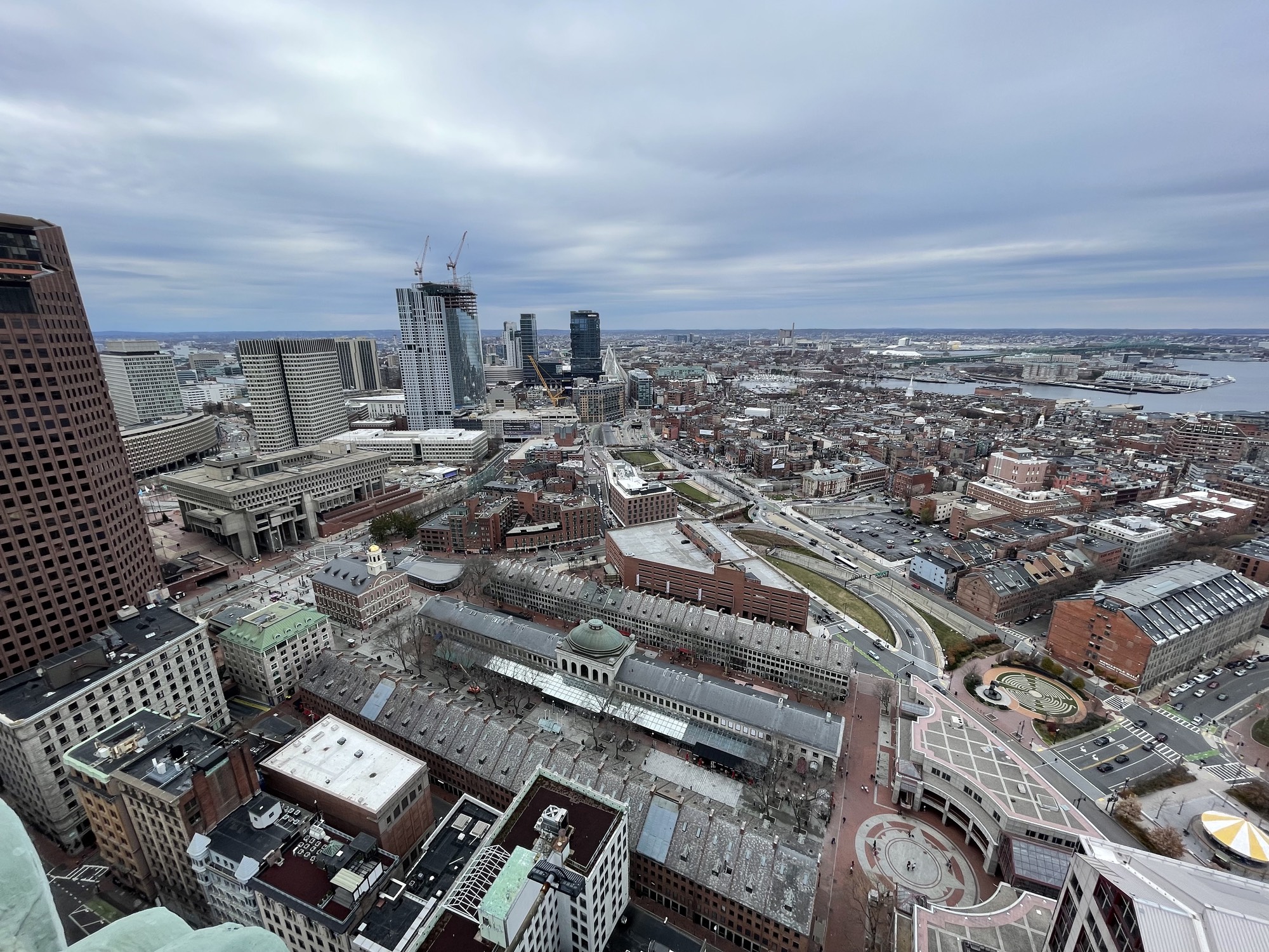 Government Center on the left, North End to the right, Faneuil Hall and Marketplace Center below