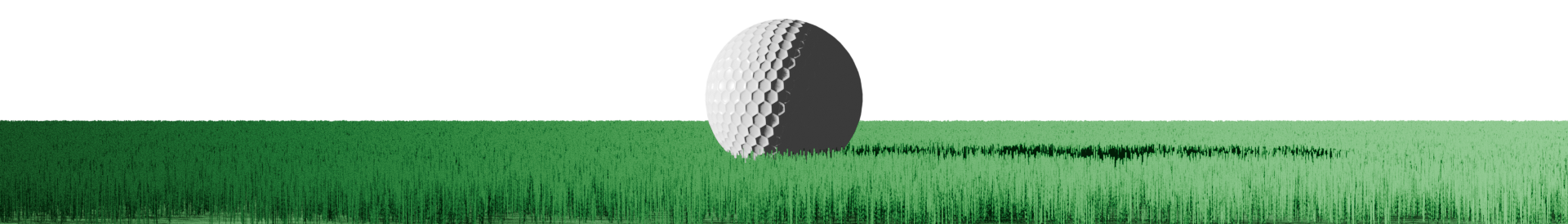 A render of a golf ball on grass. At least with real golf you can watch the grass grow.