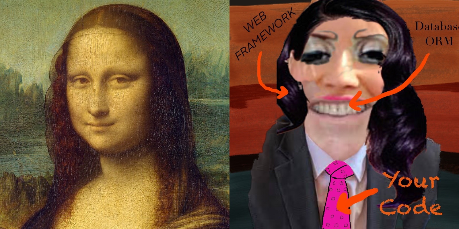 One the left, how you see your code. On the right, the reality - a mixture of library code and what you wrote
