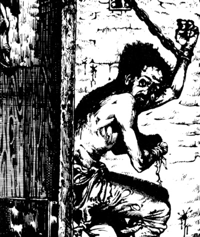 An example of the FF style of illustration from Deathtrap Dungeon 