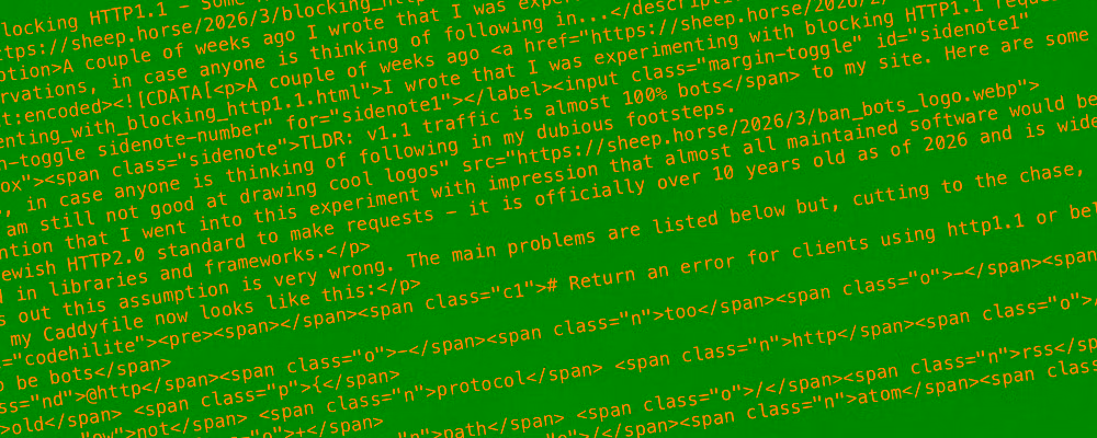 A portion of my rss feed, now with added CDATA content tags. Previously, this image (and most of the following text) would not have been visible in feedreaders.