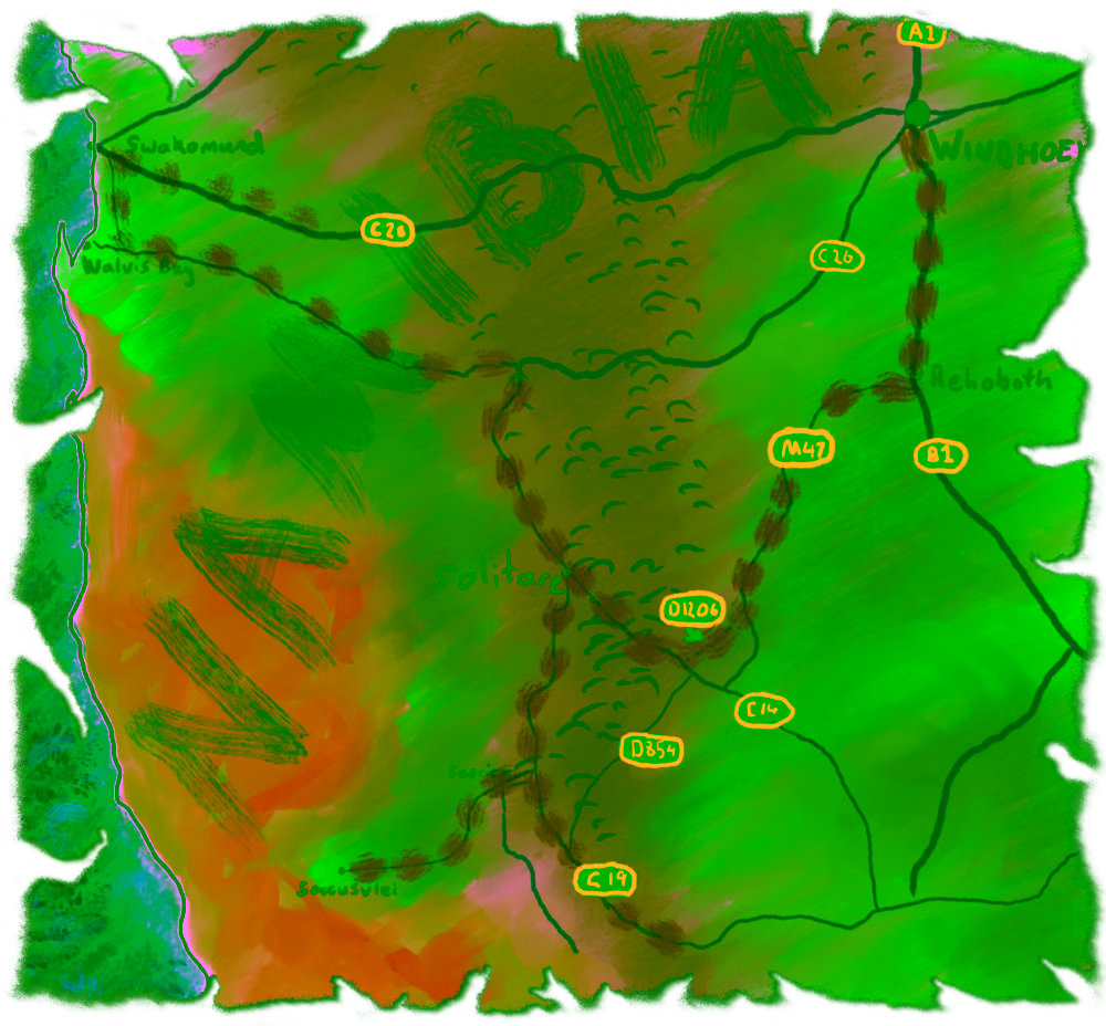 Rough map of Namibia